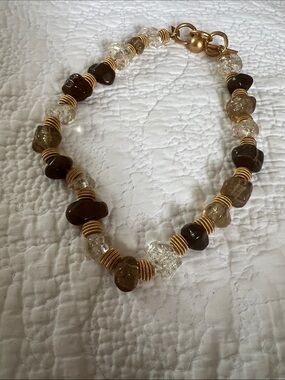 Anne Klein Brown, Clear & Gold Beaded Necklace